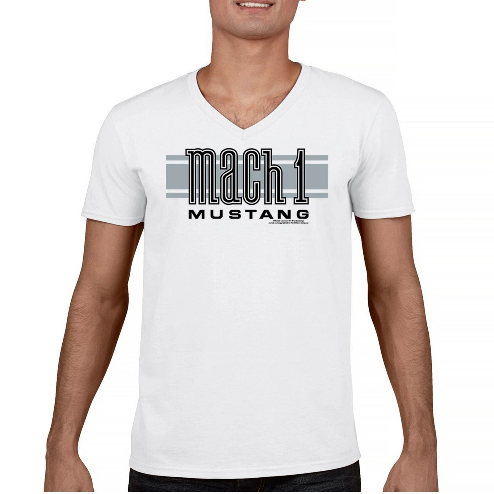 Ford Mustang Mach 1 Logo V-Neck T-shirt Legendary Performance Licensed Tee