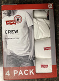 Levi's Men's XL 4 Pack White Crew, Neck Cotton w/Red Logo T Shirt