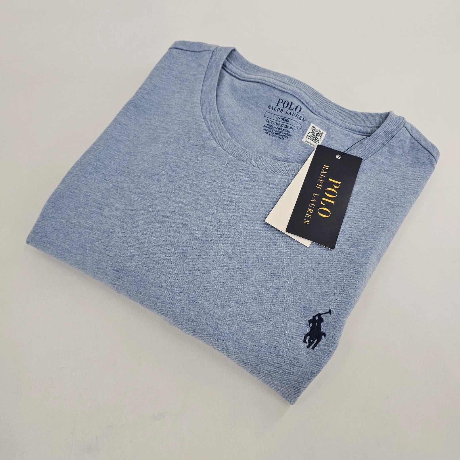Polo Ralph Lauren Custom Slim Fit T-shirt Pony Logo Mens MEDIUM M Blue HTR NEW