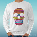 Felpa Man Light Sweater White " Skull Rainbow " Road To Happiness