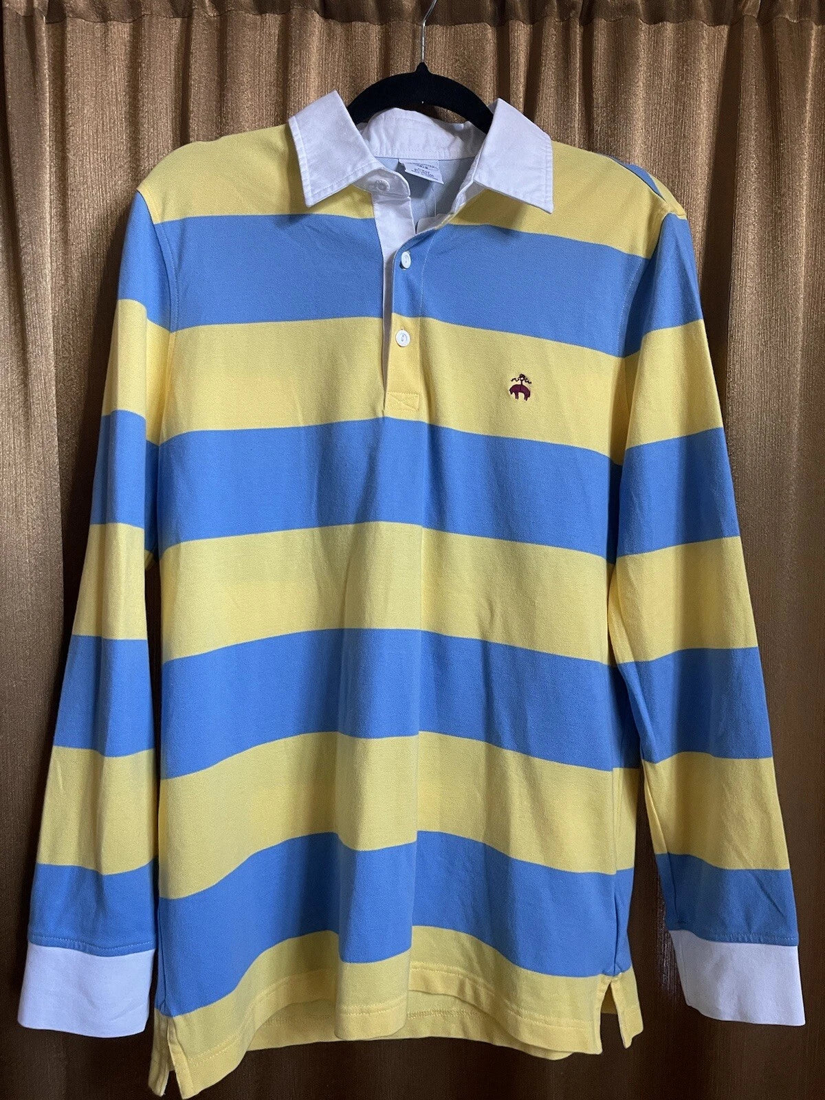 NWT Brooks Brothers Mens T-Shirt Multicolor S Slim Fit Striped Polo Long Sleeve