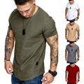 Mens Casual Slim Fit T Shirt Gym Muscle Crew Neck Short Sleeve Pullover Top ♢