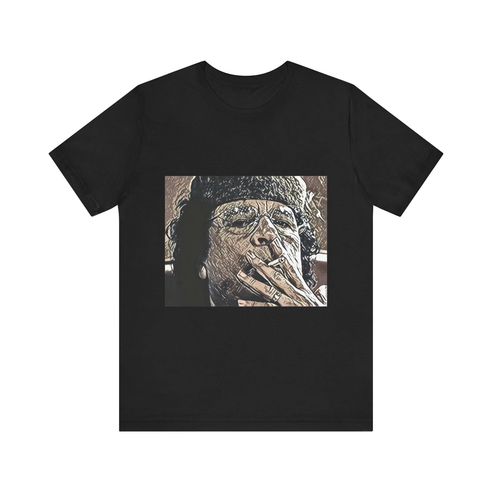 Muammar Gaddafi Short Sleeve Tee Shirt Graphic Print Crewneck Unisex Gift NEW