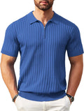 Men's Knitted Short Sleeve Slim Fit Polo Shirts Summer Shirts Casual Golf Shirt