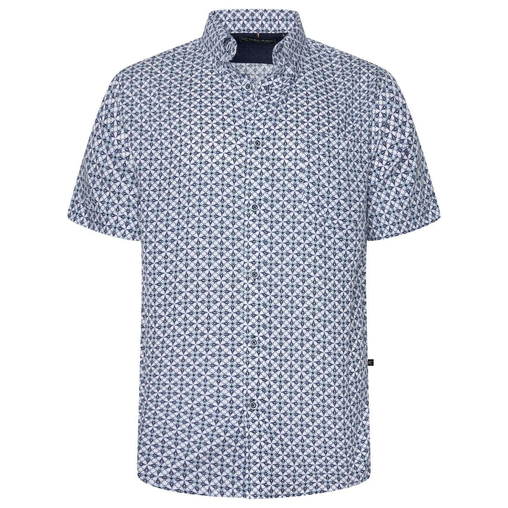 KAM Short Sleeve Geo Print Shirt For Men in Blue, 2XL-8XL