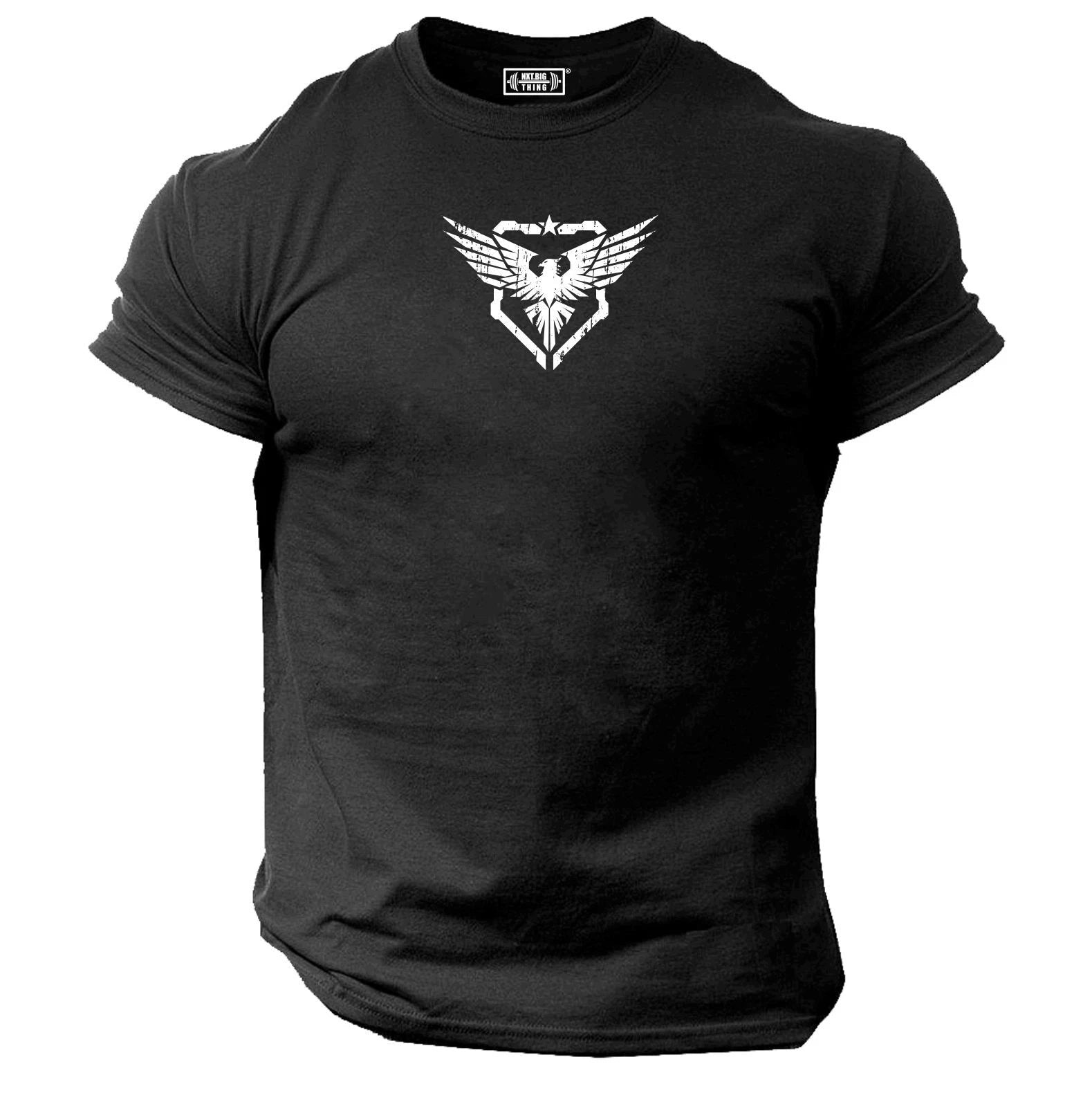 Military Eagle T Shirt Gym Clothing Bodybuilding Training Workout Boxing MMA Top