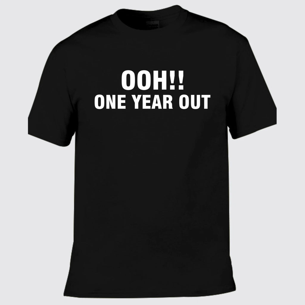 One Year Out Printed T Shirt Unisex Adult's Funny Party Popmaster Quiz Xmas Top