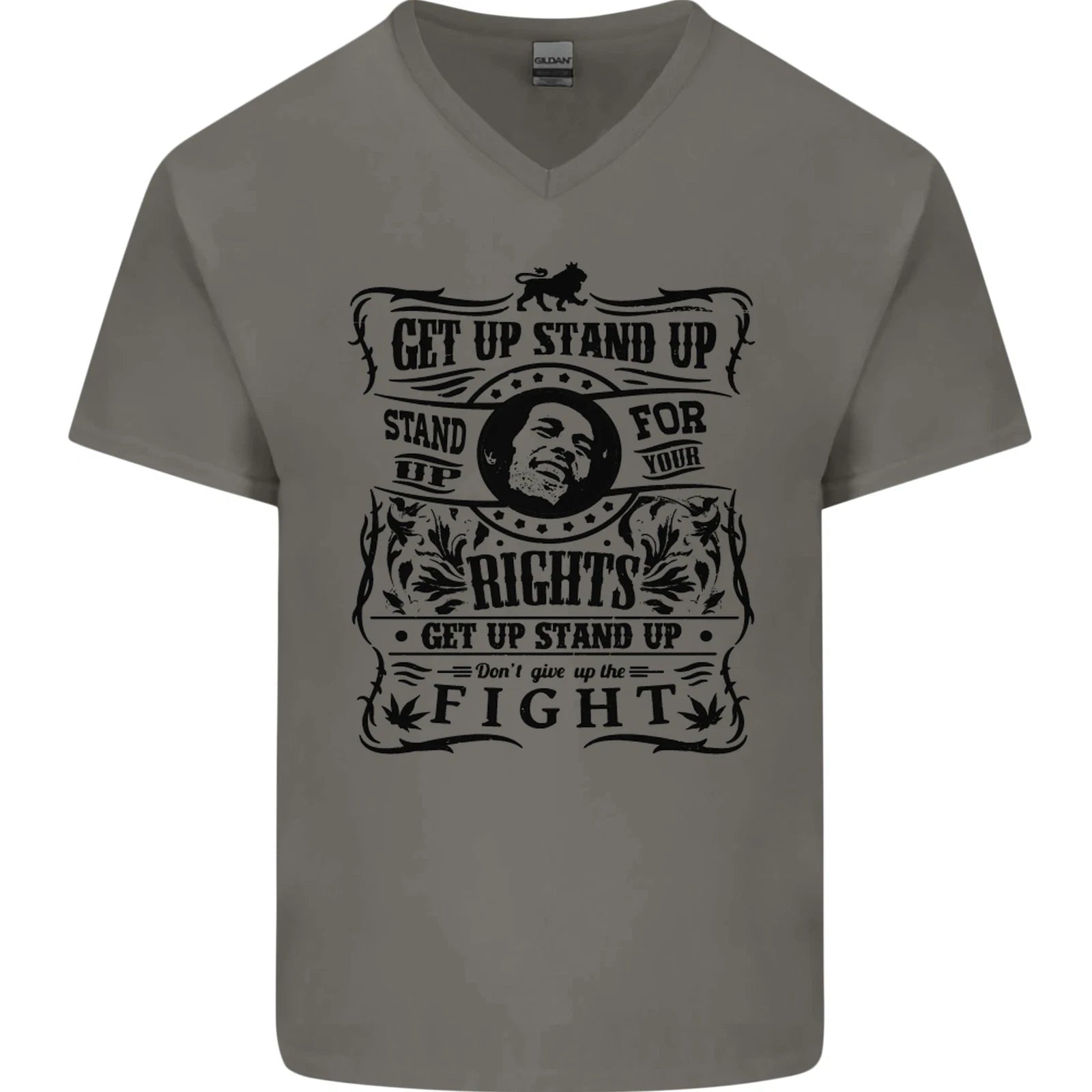 Get up Stand up Reggae Music Mens V-Neck Cotton T-Shirt