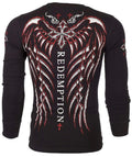 Archaic by Affliction Men's Thermal Shirt SPINE WINGS Black Biker S-3XL