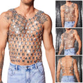 Stylish Handmade Patchwork Acrylic Tank Top Sleeveless Vest For Men Casual Wear