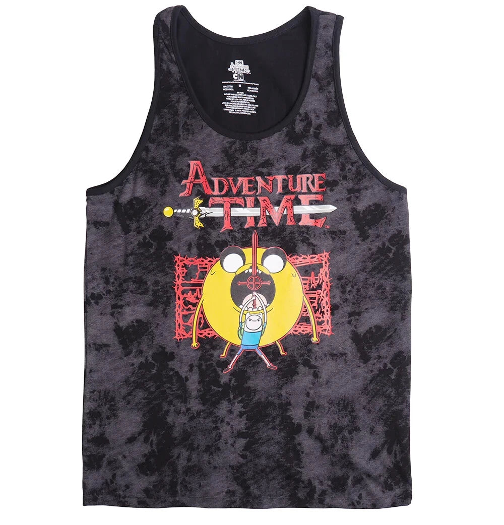 Cartoon Network's Adventure Time Black Washed Cotton Tank Top A-Shirt