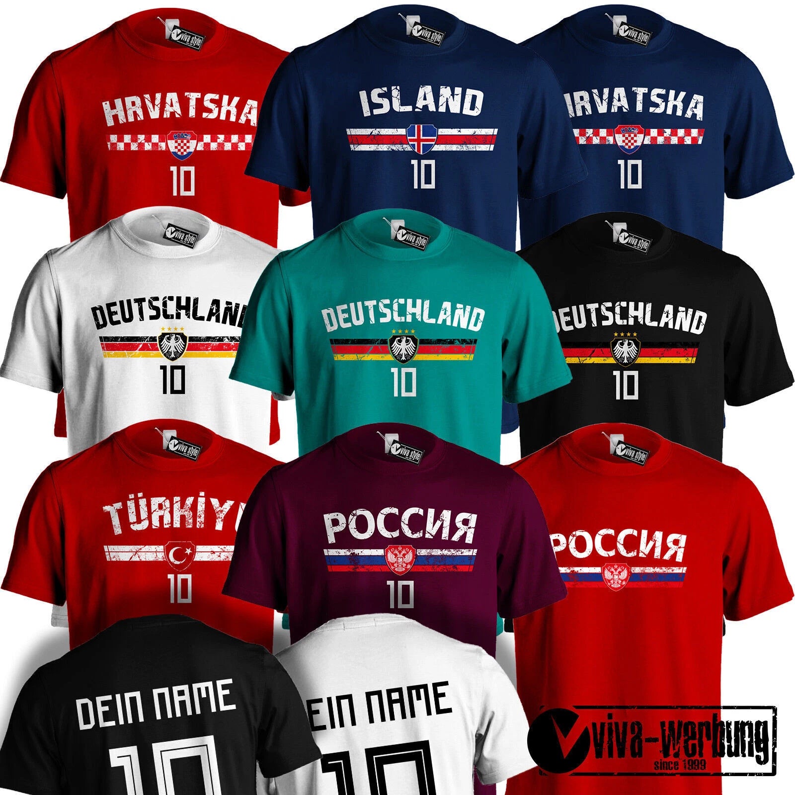 European Cup Tshirt Jersey T-Shirt Football Fan Name & Number Mens Womens Many Countries