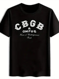 Men's Vintage Rock Band Graphic T-Shirt - CBGB & HOM OF UNDERGROUND ROCK Print,