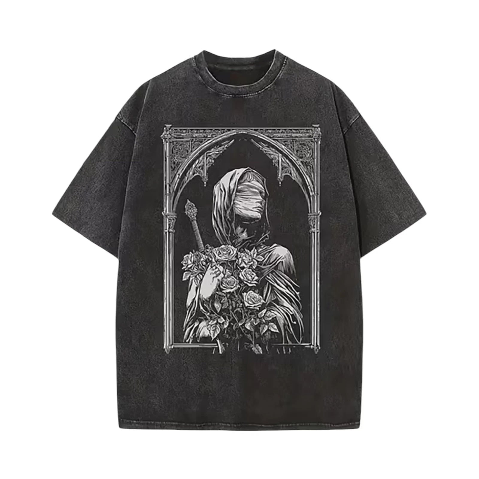 Black T-Shirt Size L Blind Gothic Monk Vintage Graphic Streetwear Cotton