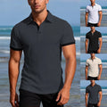 Men's Button-Down Short Sleeve Jacquard Slim Fit T-Shirt for Casual Streetwear