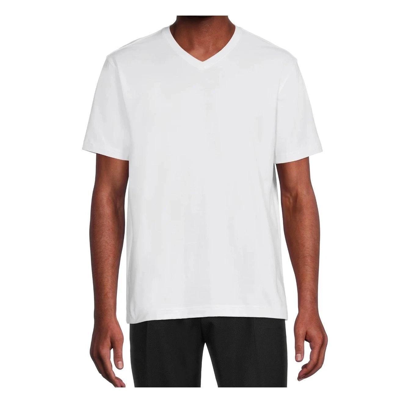 NEW George Men's XL White Heavyweight V-Neck T-Shirt Blanks Thick Cotton 6 Pack