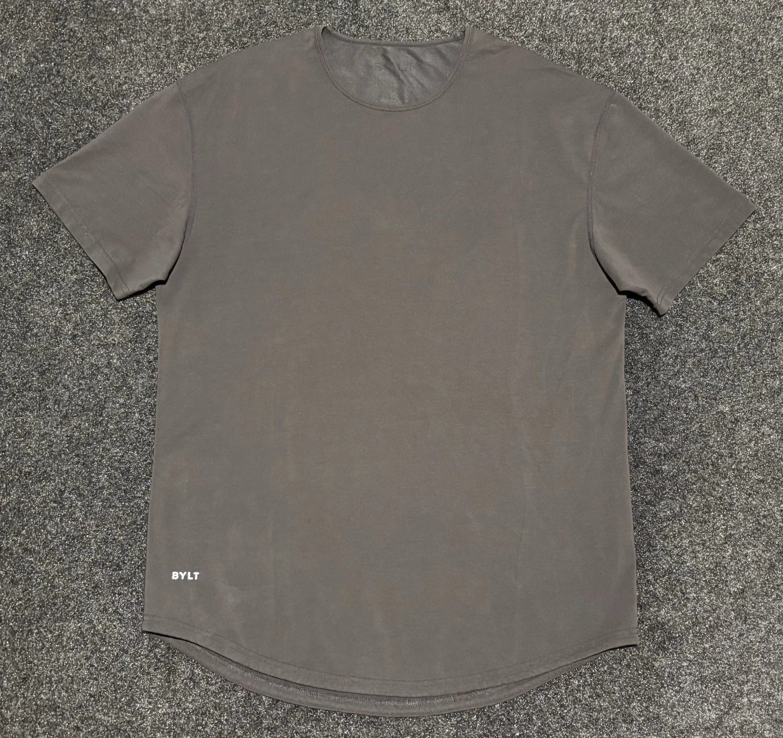 BYLT Basics Drop Cut Lux T Shirt Mens XL Gray Curved Hem Modern Casual Tee