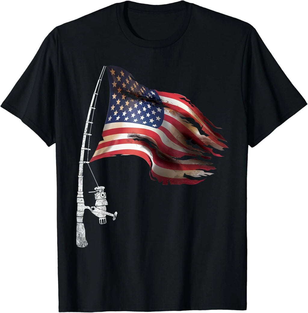 Fishing American Flag Fisherman Patriotic day 4th of July Gift Unisex T-Shirt