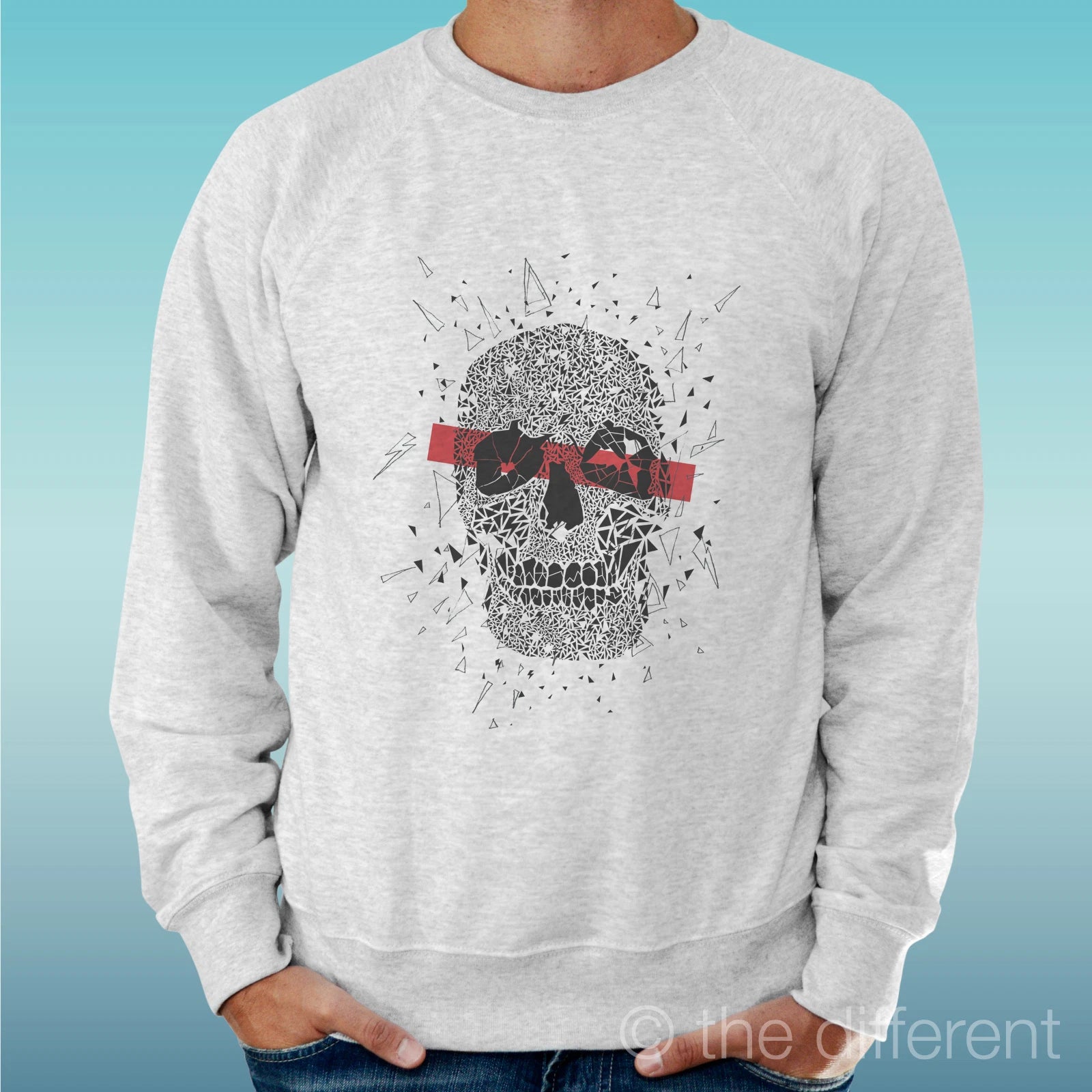 Felpa Man Light Sweater Light Grey " Skull Art. " Road To Happiness