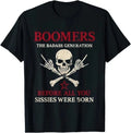 The Badass Generation Boomers T-Shirt Funny Quote Skeleton Graphic Black Tee