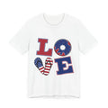 Patriotic LOVE graphic Tee | American flag donut and flip flop design