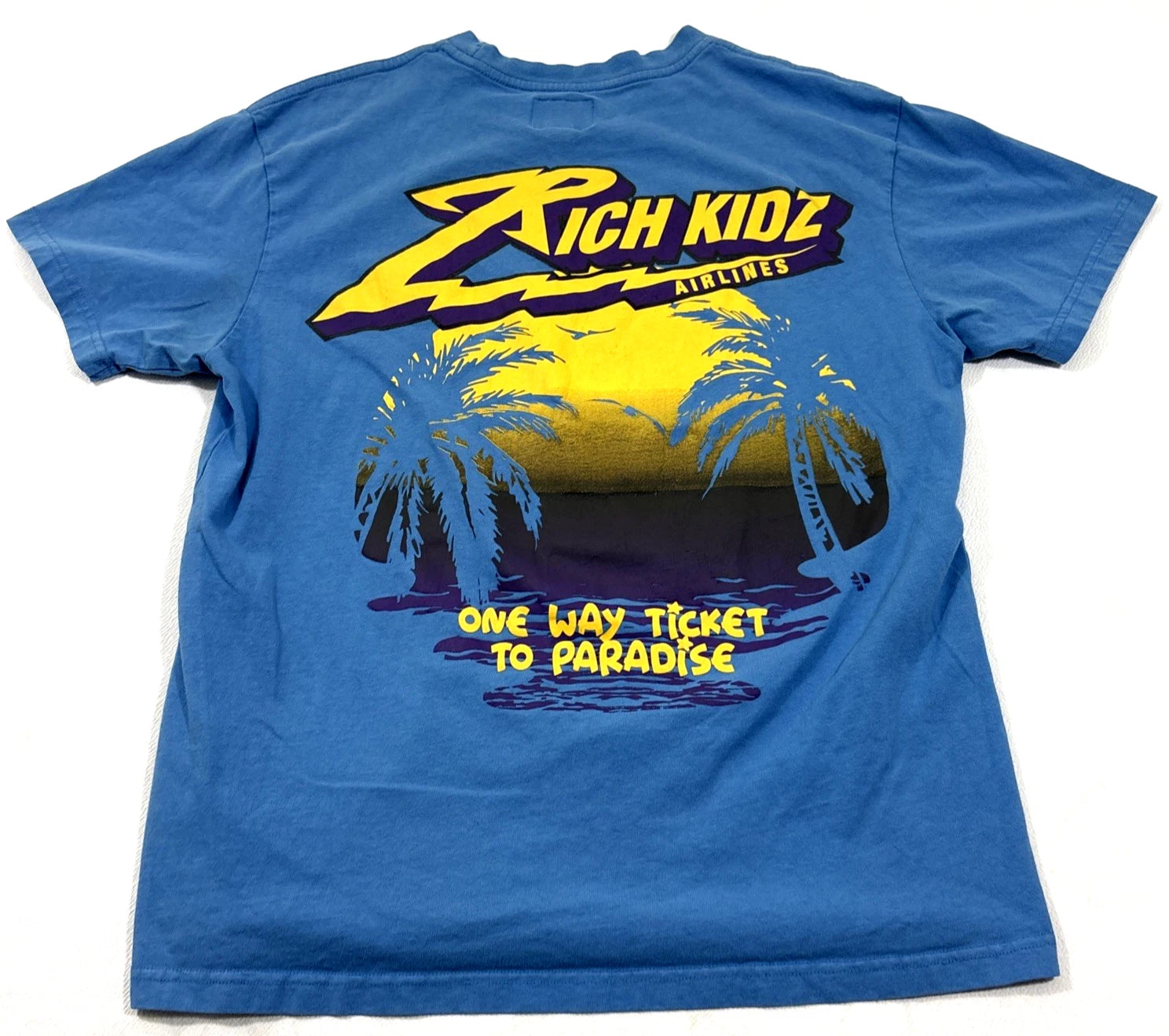 Rich Kidz Airlines Streetwear Urban T Shirt Mens L Daily Hip Hop Tee EUC Blue