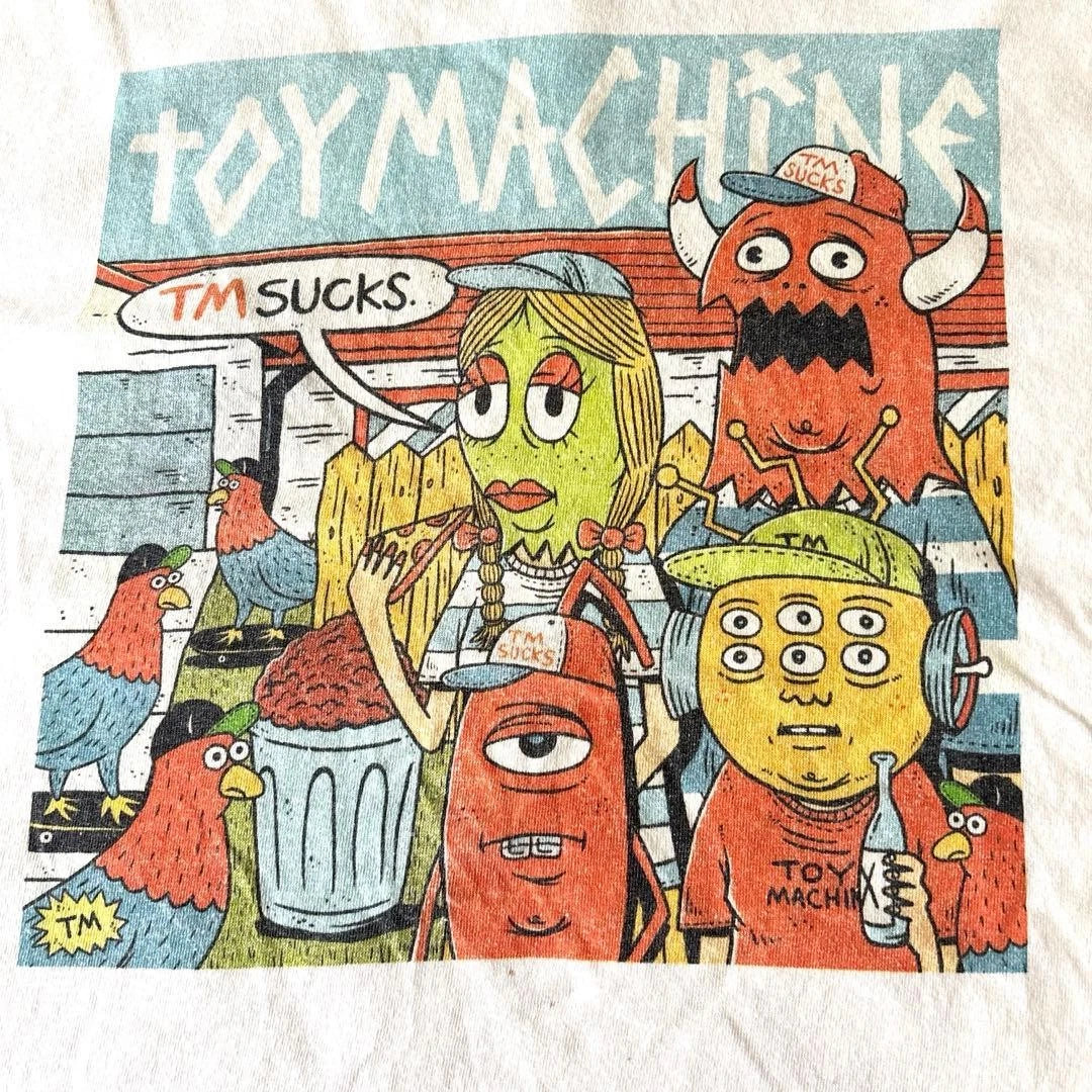 TOY MACHINE Alien Print T-Shirt Free Size White