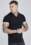 SikSilk Mens Black Polo T-Shirt Medium