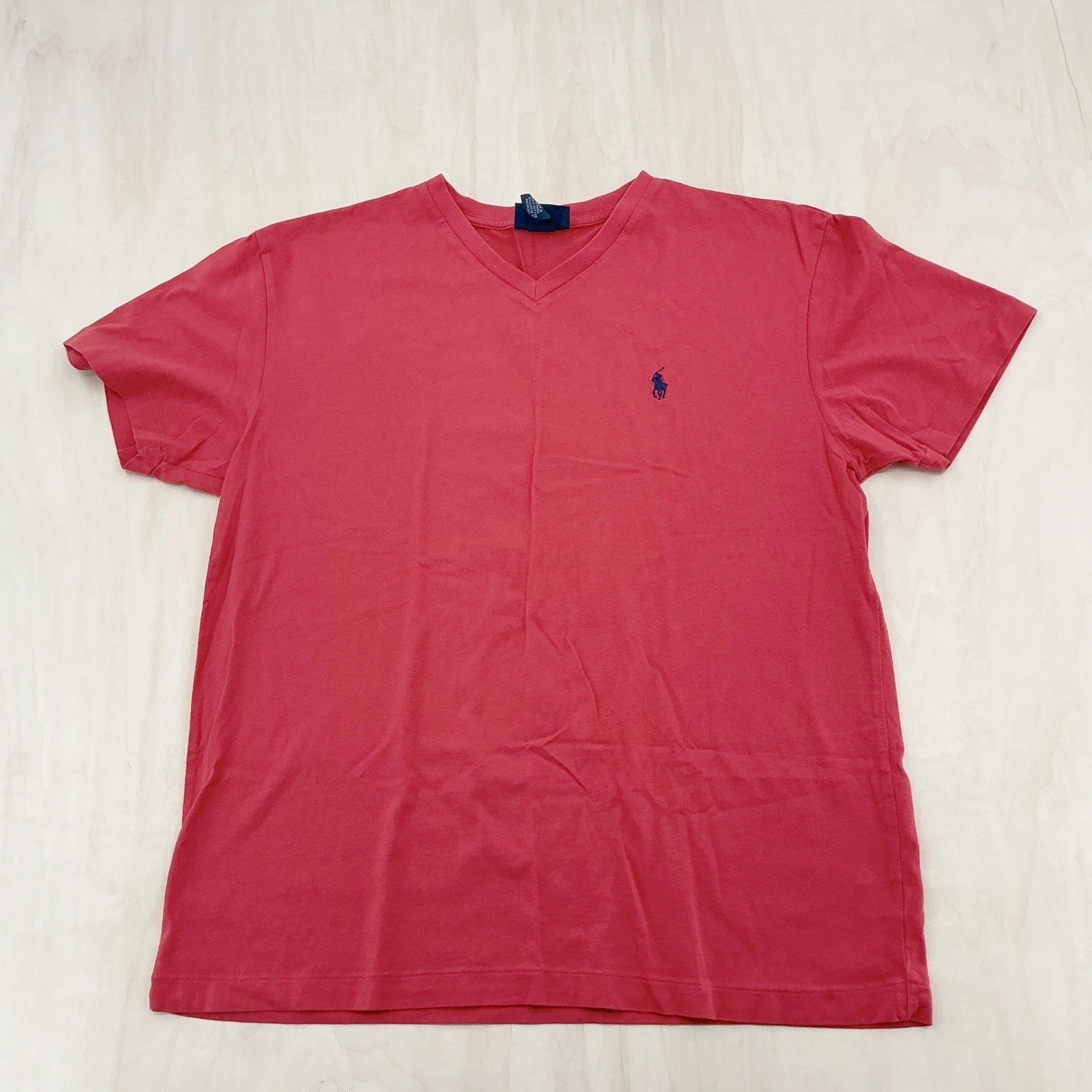 Mens Classic Polo Ralph Lauren V-Neck T-Shirt M Red Pony Logo Preppy