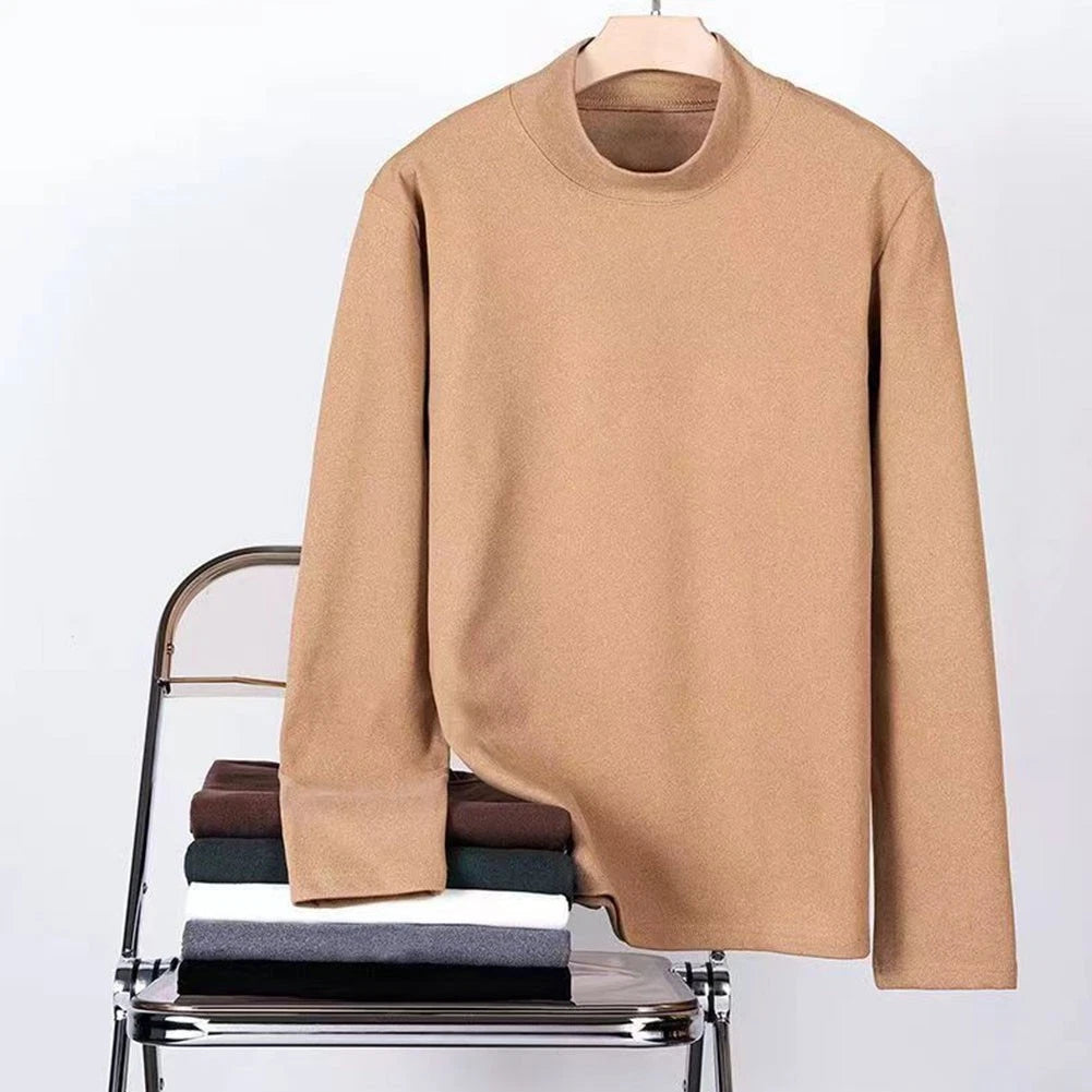 Half Turtleneck Sweater Top for Men Stylish Casual Knit Pullover M to 5XL