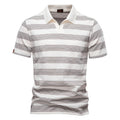 Men's Cotton Short Sleeve Slim Fit Polo Shirts Stripes Shirts Casual Golf Shirt