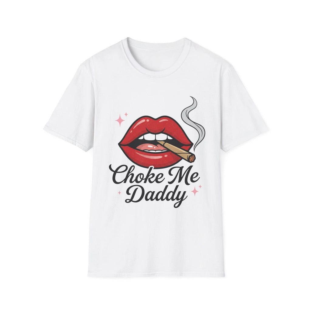 Red Lips Smoking Graphic T-Shirt | 'Choke Me Daddy' Script