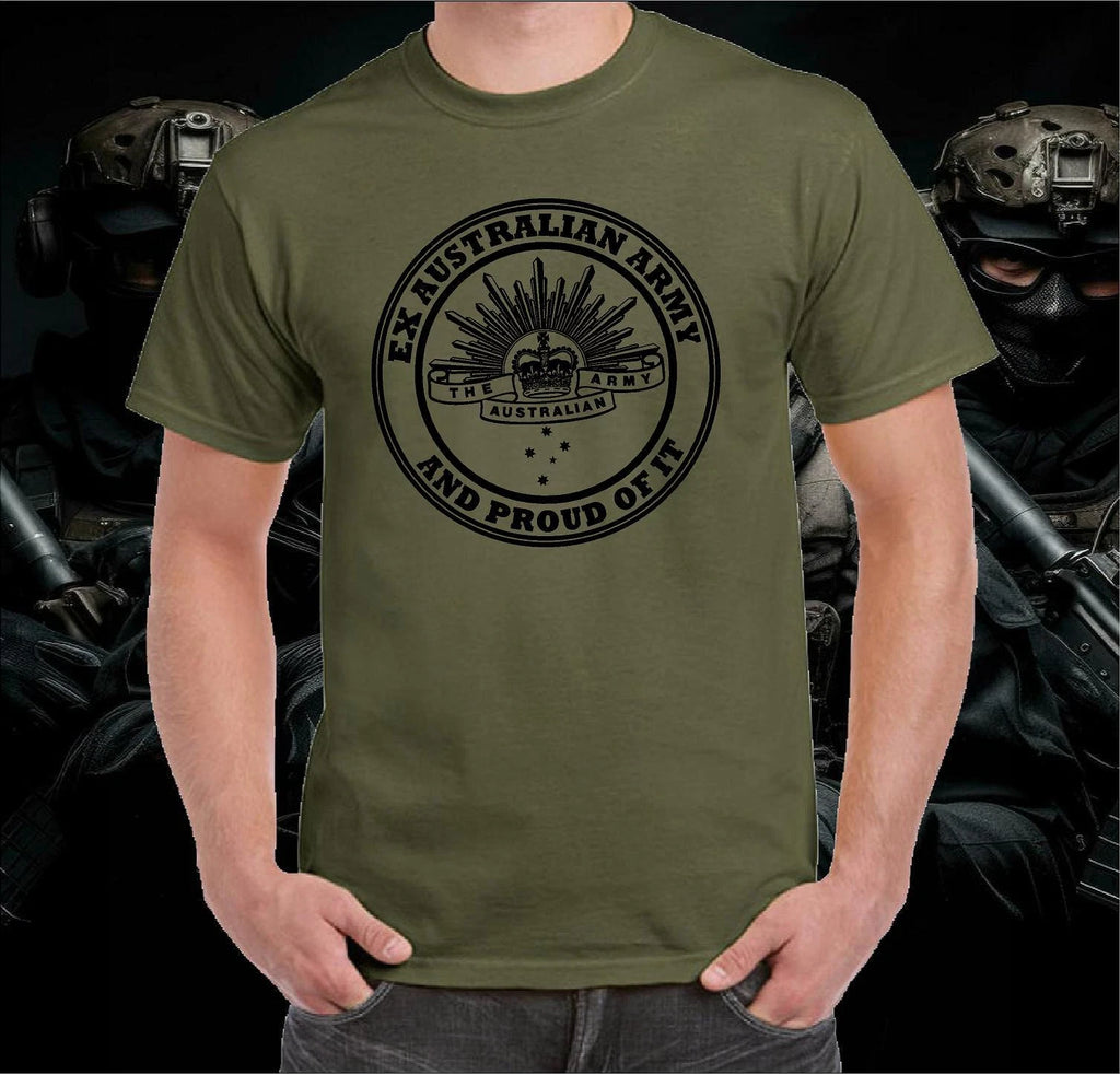 EX AUSTRALIAN ARMY PROUD T-SHIRT T SHIRT CLOTHING APPAREL RETRO TSHIRT