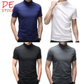 Mens Mock Turtleneck T-shirt Knit Pullover Short Sleeve Slim Fit Tops Undershirt