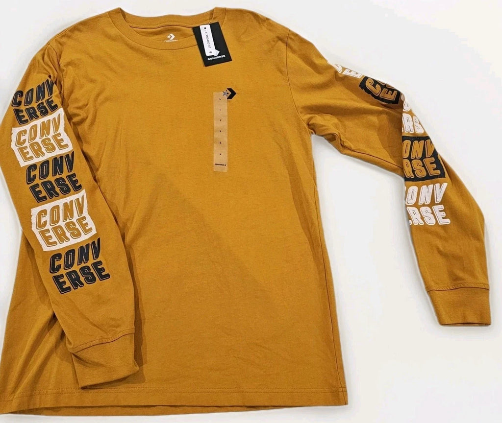 Converse Mens Long Sleeve T Shirt L Large Logo Star Graphics on Sleeves & Chest