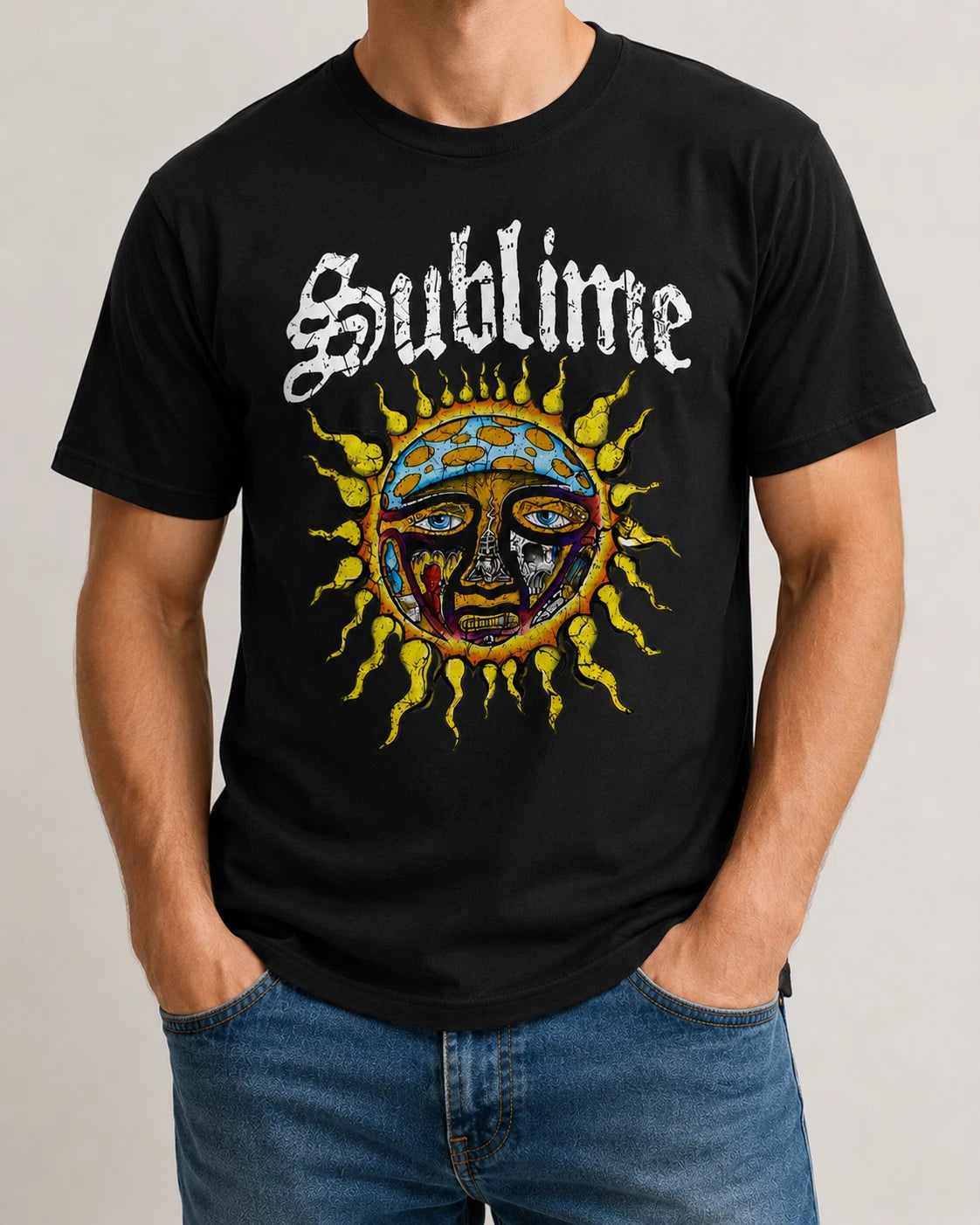 Sublime Sun Logo T-Shirt Retro Ska Punk Rock Graphic Tee Unisex