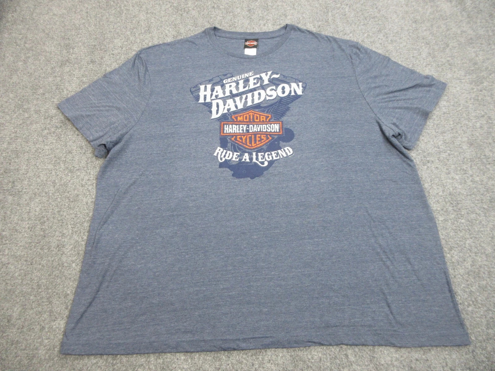 Harley Davidson Shirt Mens 5XL Blue Crew Motorcycle Bike Biker Ride A Legend