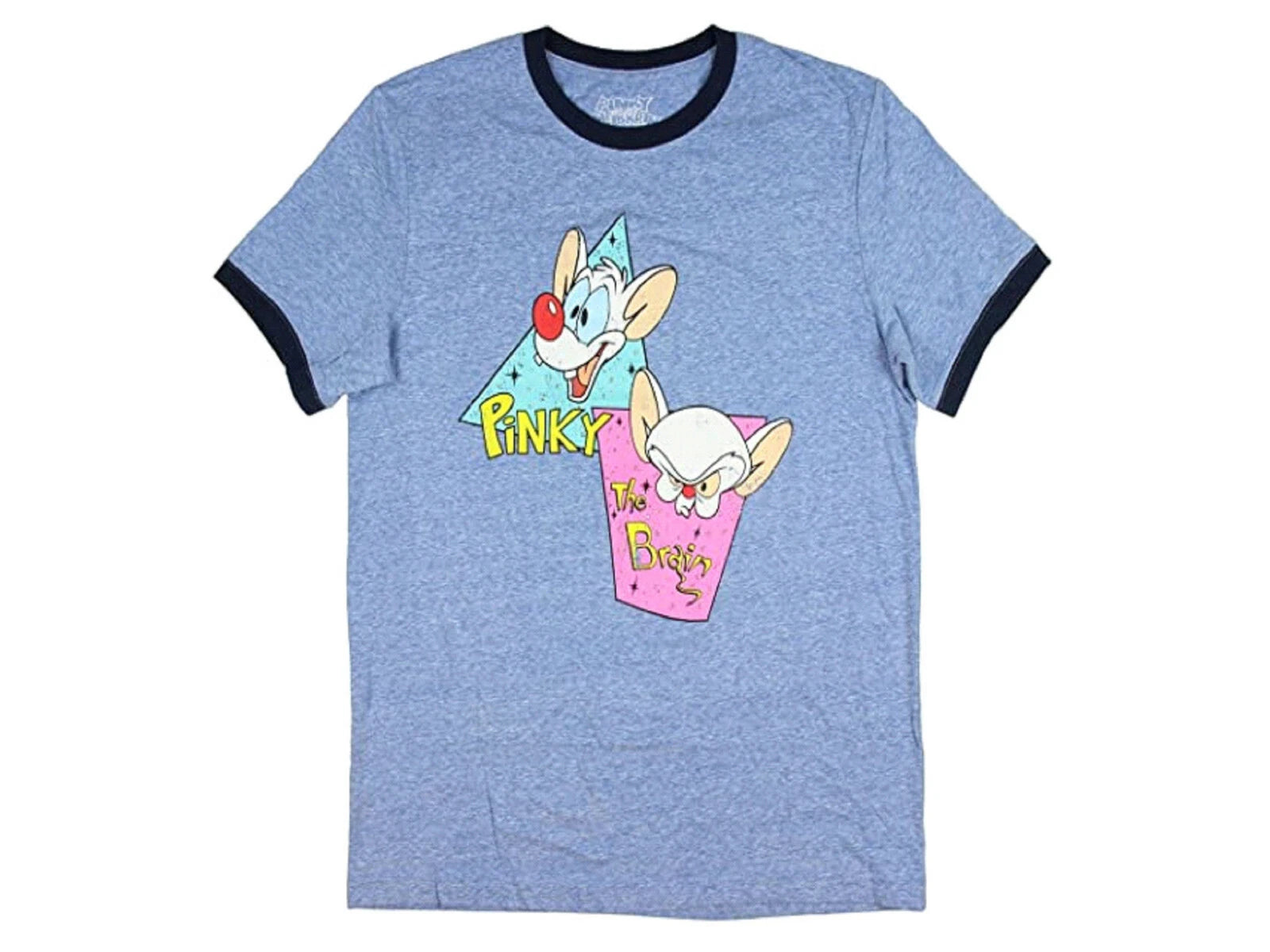 Pinky And The Brain With Distressed Logo Ringer Men's T-Shirt Large NWT