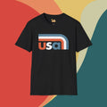 Retro U.S.A. Red White and Blue Stripes Graphic Tee