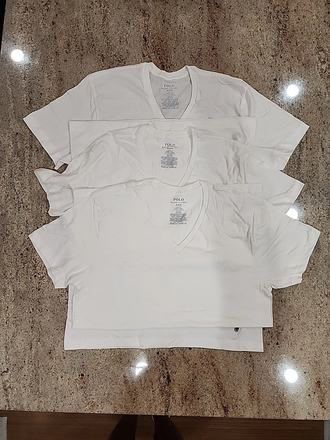 New Men's POLO RALPH LAUREN  Set Of 3 V-neck Cotton Classic Fit T-shirt size M