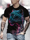 T Shirts 3D Print Blue Leopard Graphic Fashion Novelty Men Casual Streetwear Tee