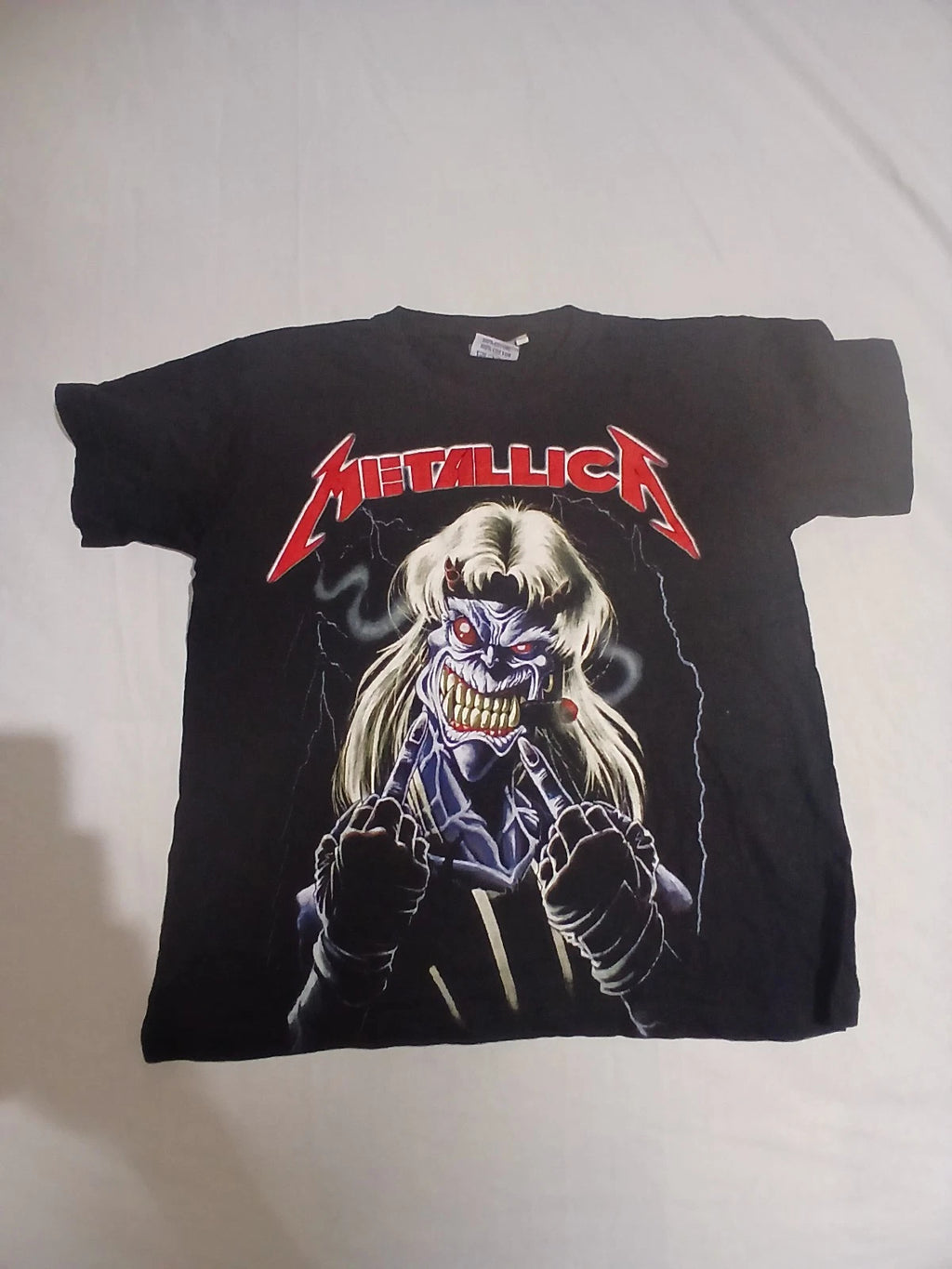 ​Vintage 90s Metallica T-Shirt - Bootleg "Eddie" Graphic - Size S (14/16)