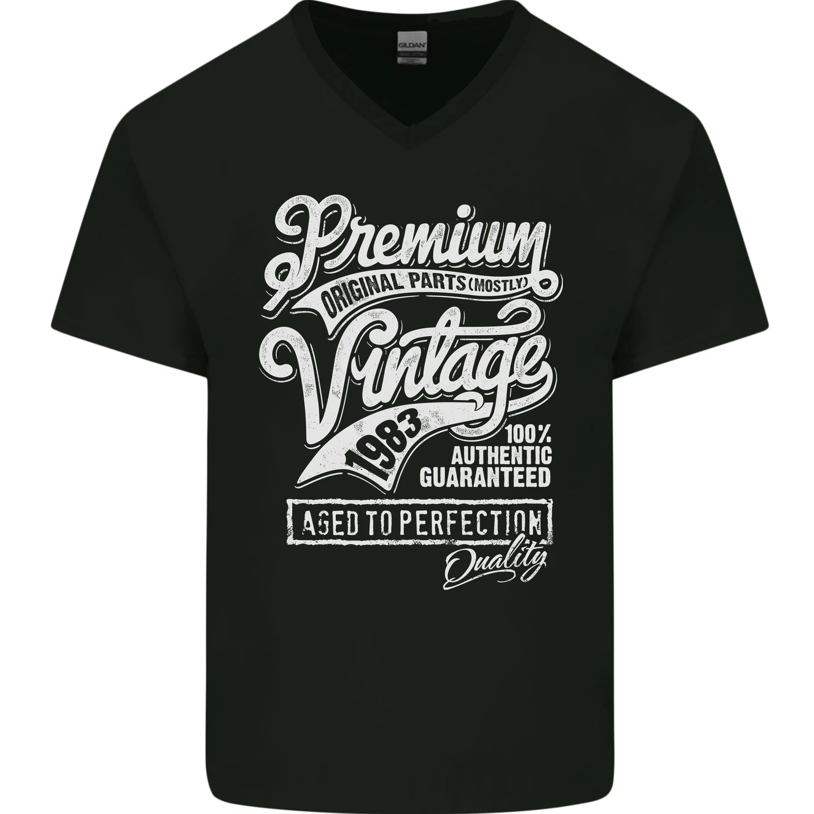 Aged to Perfection Vintage 43rd Birthday 1983 Mens V-Neck Cotton T-Shirt