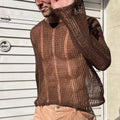 Men Long Sleeve T Shirt Pure Color Stylish Charming Weaving Mesh Hollow Fash IDM