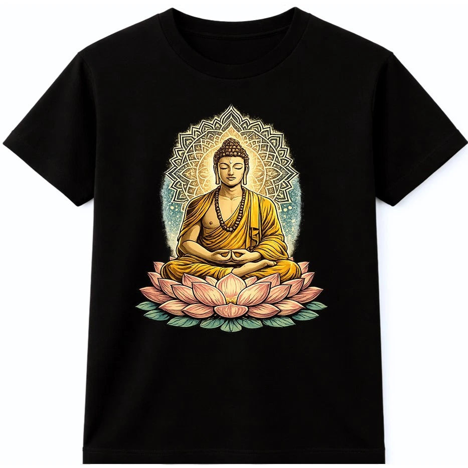 Buddha Meditation T shirt Lotus Mandala Spiritual Yoga Zen Art Tee