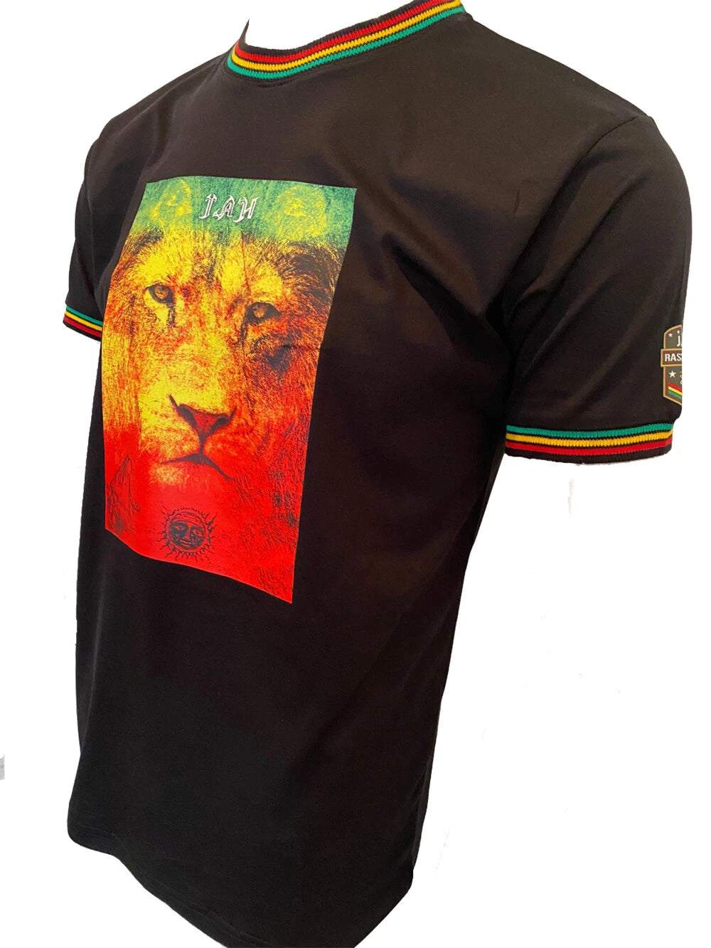 Men's Jah Lion Print T-Shirt Rasta Rastafari T-Shirt Jamaican Shirt Top Casual