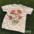 Vintage Poppy Flower Graphic Tee, Botanical Nature Art Tshirt