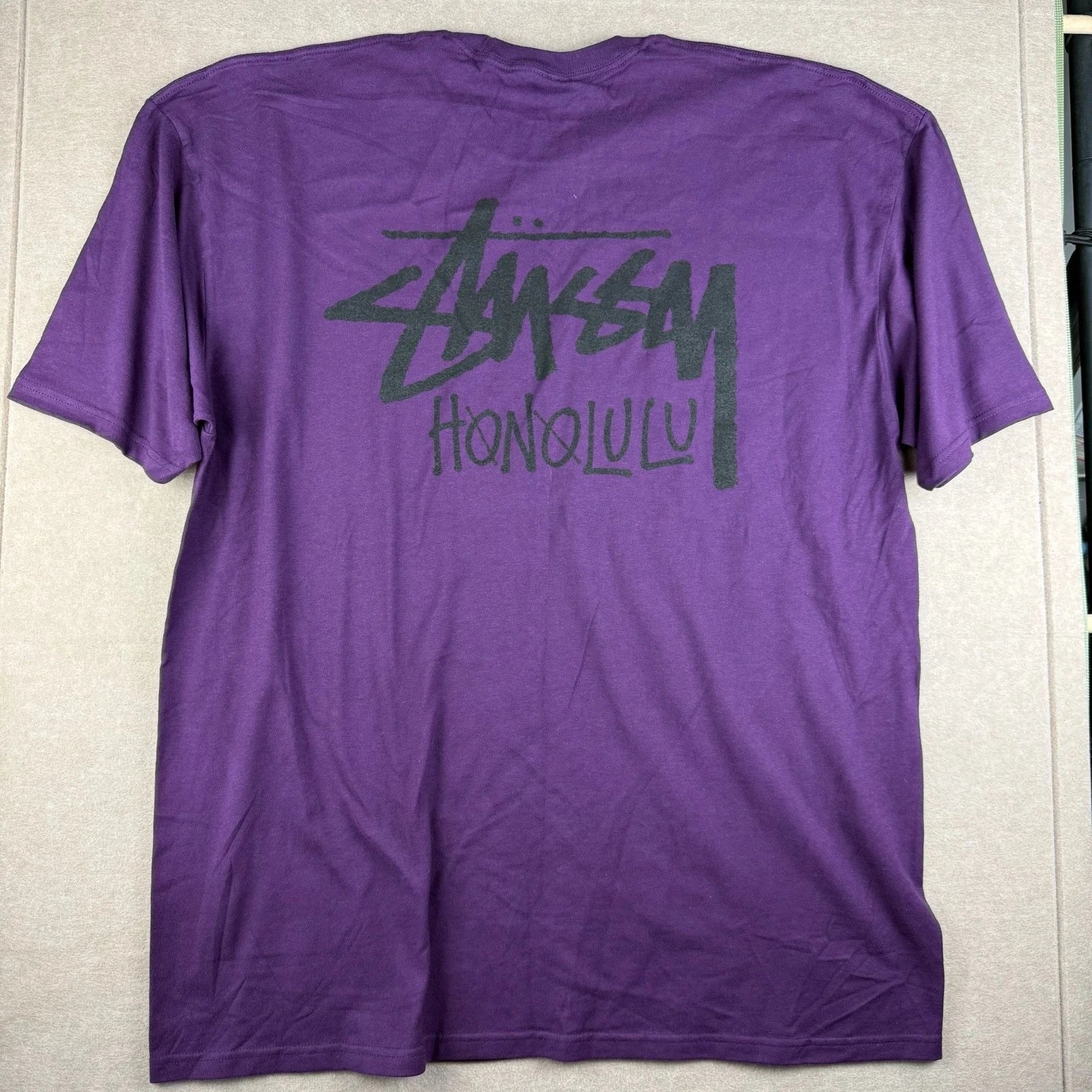 Stussy Honolulu Shirt Mens XXL Purple Logo Streetwear Surf Graphic Tee