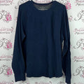 Denver Hayes long sleeve waffle knit thermal grey and Blue Modern Fit Shirt
