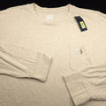 POLO RALPH LAUREN CREW T-SHIRT 3XB BIG TAN HEATHER LONG SLEEVE POCKET GREEN PONY